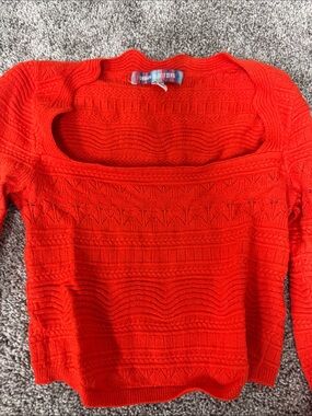 Urban Outfitters Bright Red Off-the-Shoulder Knit Sweater